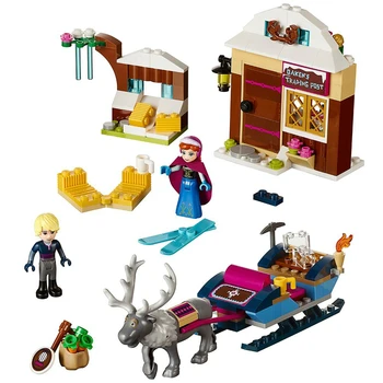 

Friends Snow Queen Elsa Anna Kristoff Sled Adventure Building Blocks Kits 41066 lepining Friends Princess Bricks Figures Toys
