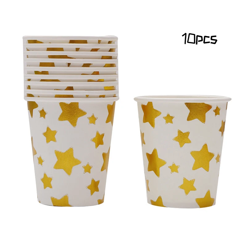 stars cups Посуда бронзовая Девушка Вечерние розовая серия День Рождения Салфетка под тарелку кружку розовая тема мероприятия Свадебная вечеринка принадлежности - Цвет: stars cups