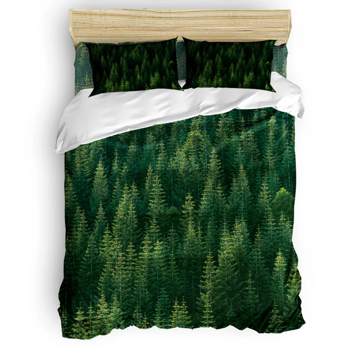 

Beautiful Natural Landscape of Primeval Forest Duvet Cover Set Vintage Floral Art Design Collection of 3/4pcs Bedding Set Bed