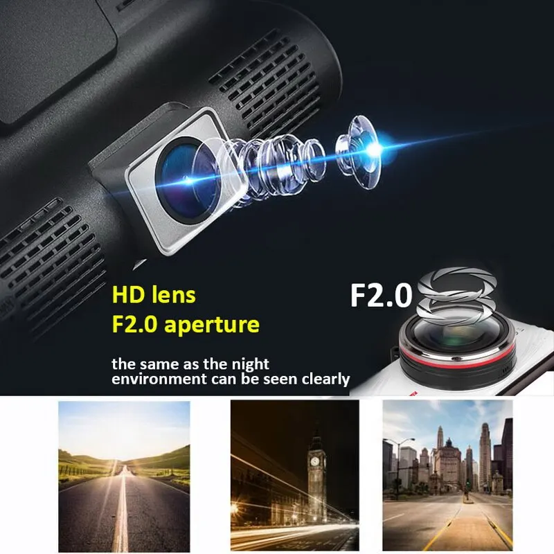 TOSPRA Full HD 1080P Car DVR Cameras 3 Lens 4.0 Inch Wide Angle Car Dash Camera Dual Lens With Rearview Cam Auto Registrator