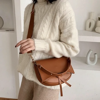 

Vintage Solid Saddle Bags Shoulder Strap PU Leather Crossbody Bags for Women 2020 Designer Handbags Female Travel Fashion Bag