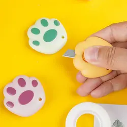 Mini couteau utilitaire patte de chat de poche, boîte Express, coupe papier, emballage artisanal, papeterie à lame rechargeable, 1 pièce 