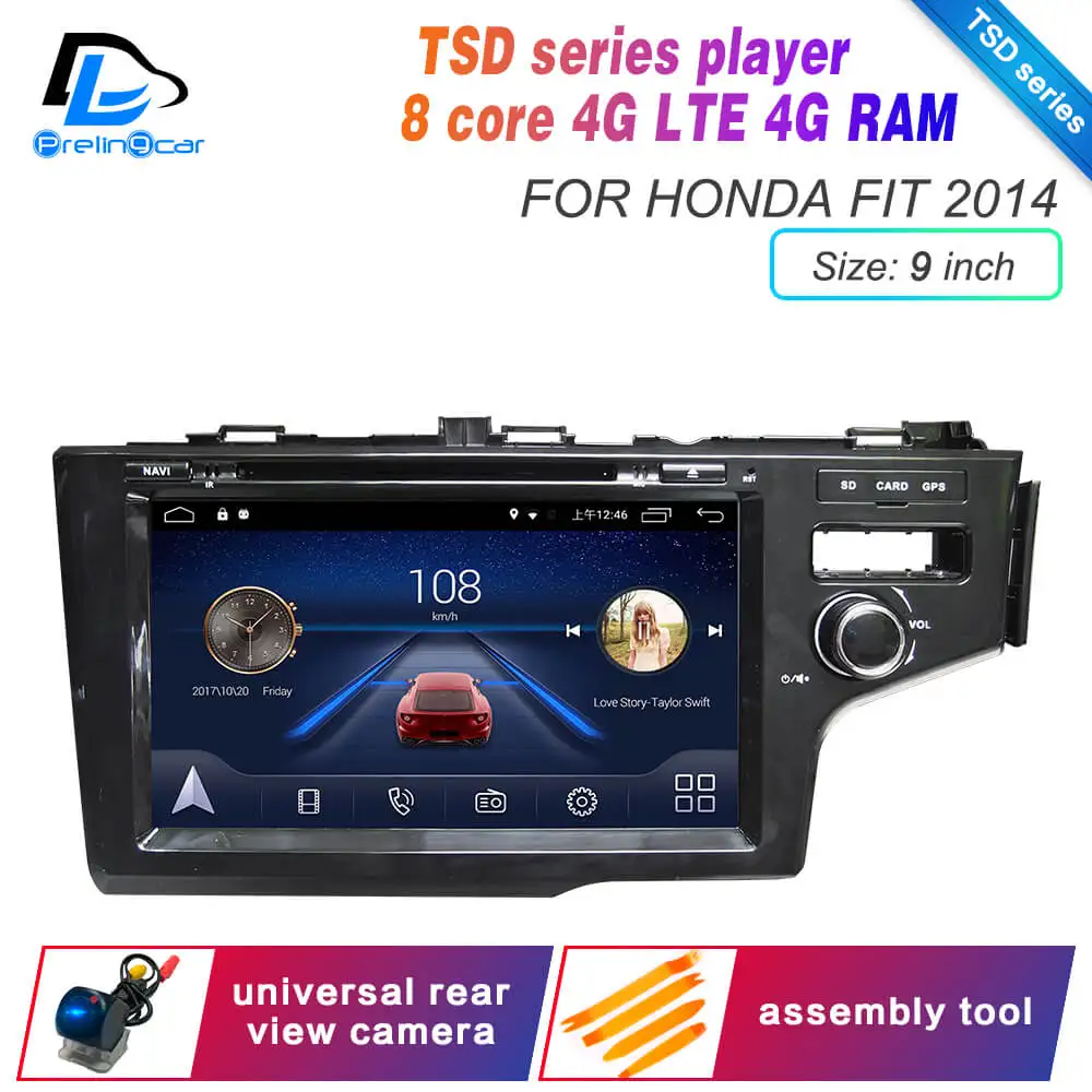 Android 9,0 DSP 4G Lte мультимедийный dvd-плеер для Honda Fit лет подголовник монитор Радио Стерео навигационная система - Цвет: TSD  2014 R FIT