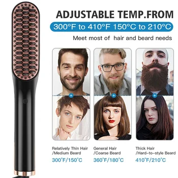 

Hot Beard Straightener for Men Multifunctional Hair Styler Electric Hot Comb Quick Styling Bread Brush t6