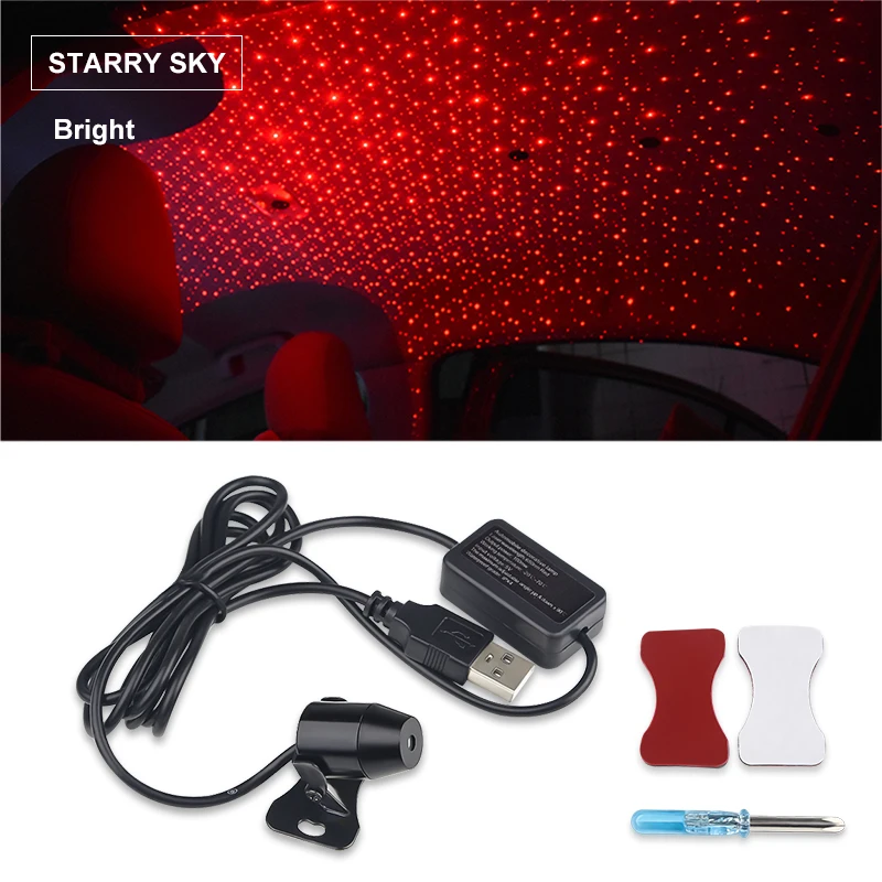 Constant-mode Starry Автомобильная светодиодная декоративная лампа, атмосферное освещение в виде звезды, автоматический внутренний светодиодный USB клуб, дискотека, волшебное освещение для создания сценических эффектов, автомобильный Стайлинг - Цвет: Constant-mode Starry