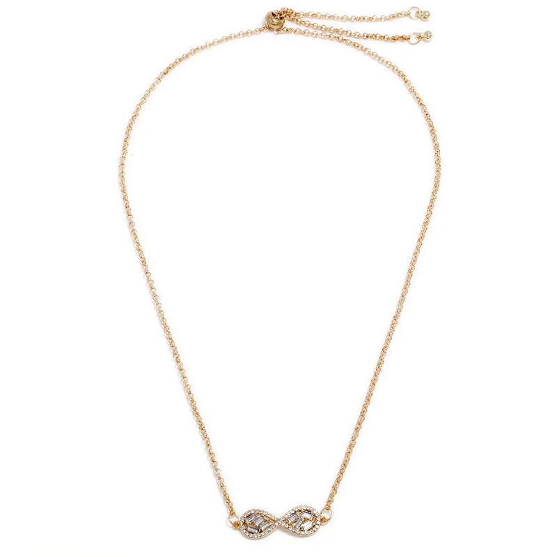 Wish Amazon Hot Selling Necklace Women's Europe And America Retro Adjustable Micro Zircon 8-Word Pendant Wholesale NZ0926