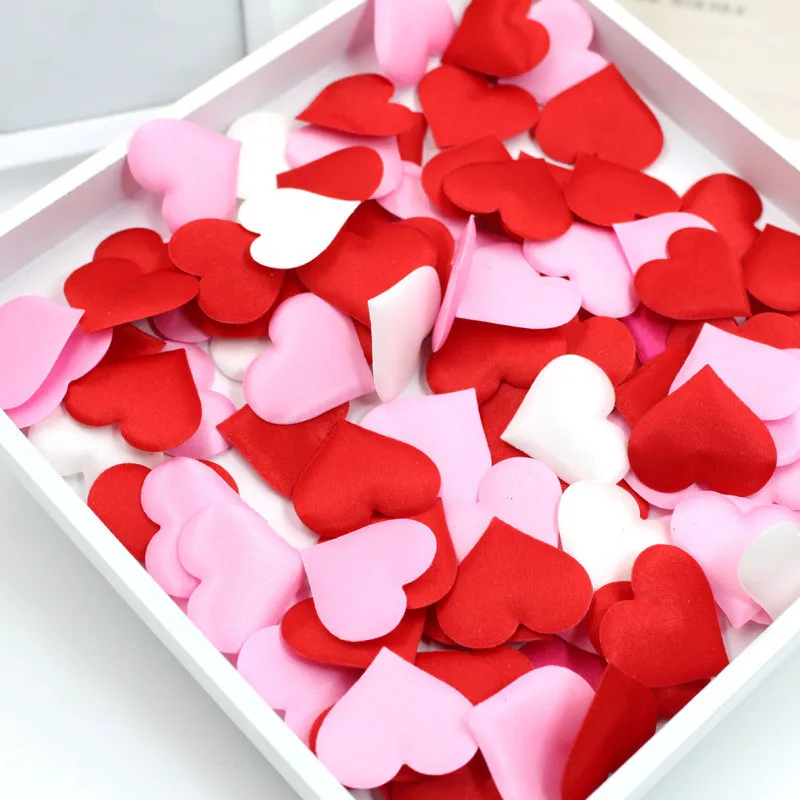 Romantic Sponge Satin Fabric Heart Petals Wedding Confetti Table Bed Heart Decor 