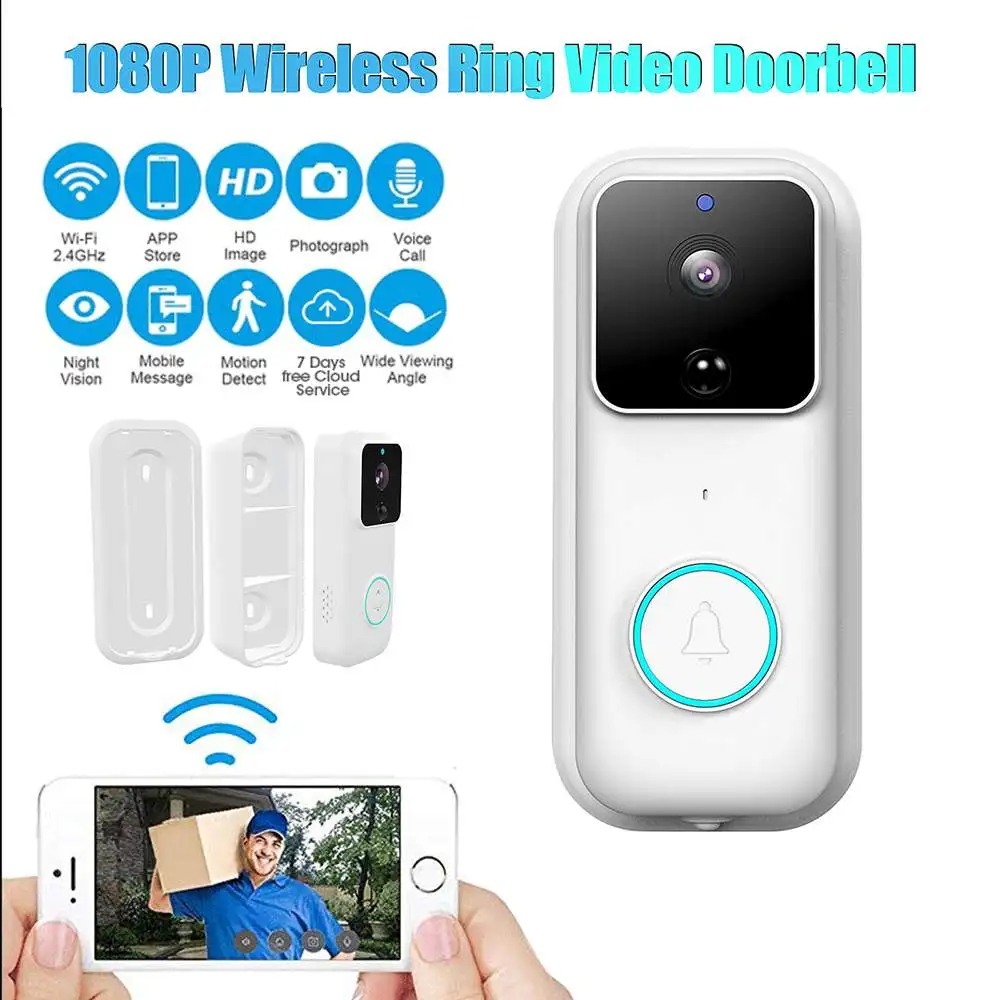 

Smart Doorbell Camera 1080P Wireless Call Intercom Video-Eye Ring Video Doorbell Camera WiFi Security Phone Bell Intercom