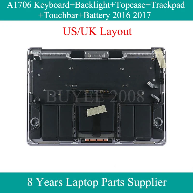 

For Macbook Pro US UK A1706 Keyboard Backlight Trackpad Topcase Touchbar Battery Original Laptop Assembly Space Grey Silver