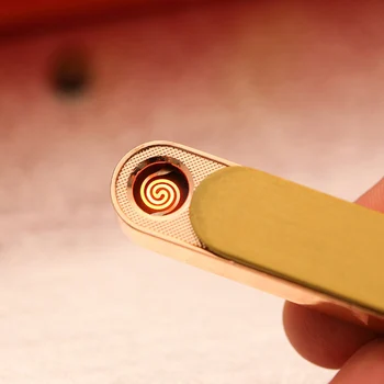 

Mini USB Rechargeable Windproof Flameless Cigarette Lighter Coil Slim Simple Classic High-end Gift Box Portable Lighter