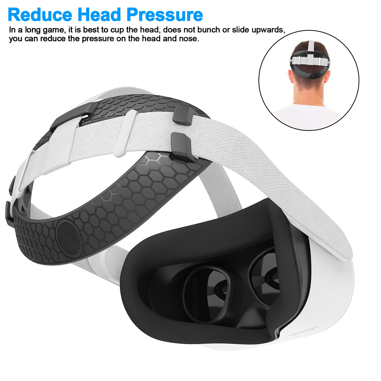 VR Headset Pad Headband Cushion For Oculus Quest 2 Soft Rubber Reduce Head Pressure Strap For Oculus Quest 2 Vr Accessories