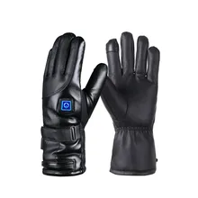 Водонепроницаемые кожаные перчатки для катания на лыжах и велоспорта, мотоциклетные перчатки с электрическим подогревом, зимние теплые перчатки для катания на лыжах и сноуборде#3B14