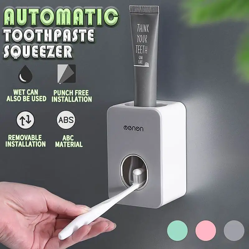 

Automatic Squeezer Dispenser Toothpaste Lazy Toothbrush Holder Bathroom Gadget Wall-Mounted Punch-Free Simple Toothpaste Rack