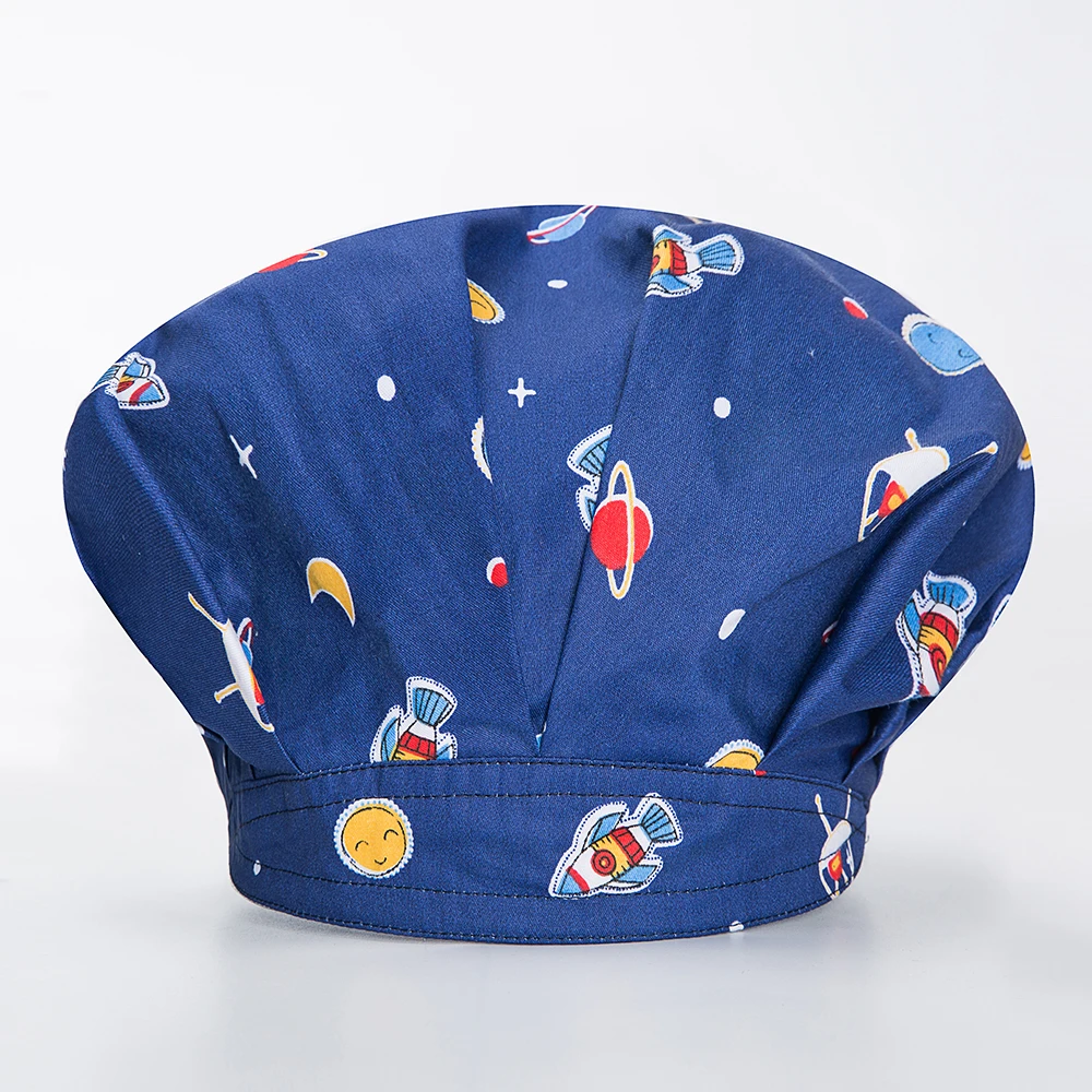 Viaoli unisex Chef Hat Kitchen Sanitation Cap Canteen Restaurant printing Food service Bakery work hat Female Baking Ventilation