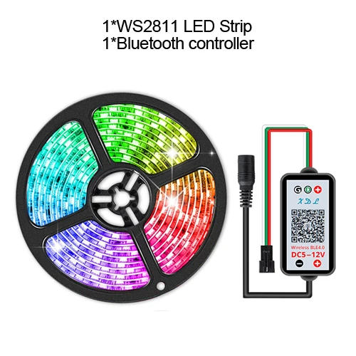 strip bluetooth 12 В WS2811 5050SMD RGB Светодиодные полосы Bluetooth приложение управляемая умная лента Диодная лента пиксели программируемые индивидуальные адресуемые - Испускаемый цвет: strip bluetooth