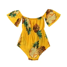 Ropa para niñas recién nacidas, Pelele con estampado de piña y hombros descubiertos, mono de verano para niñas pequeñas, ropa de manga corta