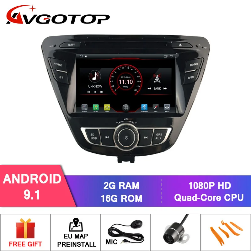 AVGOTOP Android 9 WINCE Bluetooth GPS Автомобильный радиоприёмник dvd-плеер для HYUNDAI ELANTRA 2G 16G MP3 MP4 автомобиля мультимедиа
