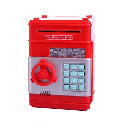 Silver Red Копилка, безопасный стиль, пароль, сберегательная коробка, электрическая монета, денежный горшок, держатель, классический безопасный дизайн, отличный подарок на день рождения для детей - Цвет: Silver Red
