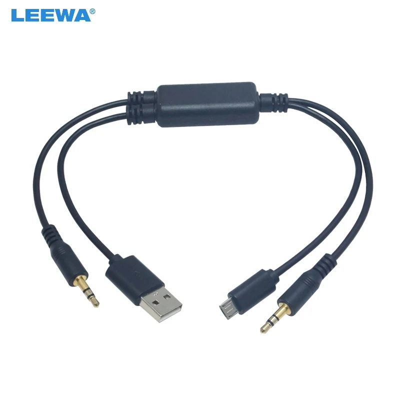 Leewa 5x Car 3.5mm Male Micro Usb To 3.5mm Male Usb A Plug Jack Aux