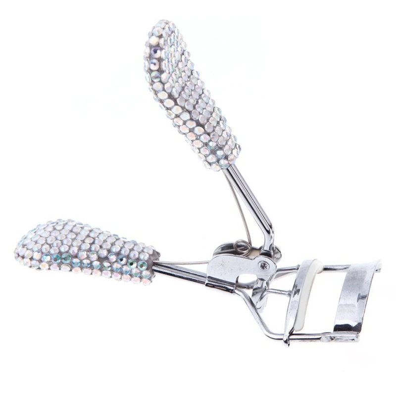 

Rhinestone Eyelash Curler Shining Silver Handle Eye Curling Eyelash Curler Clip Beauty Tool
