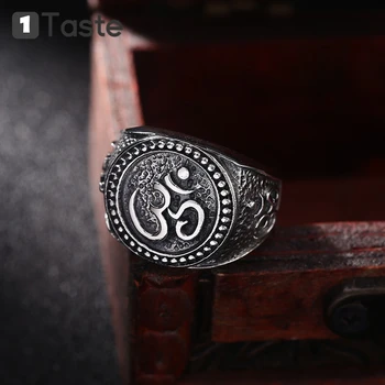 

ONE TASTE 925 Sterling Thai Silver Men's Ring Carved Buddhism Acalanatha Mantra Rings Fine Jewelry Religious Vintage Trendy Gift