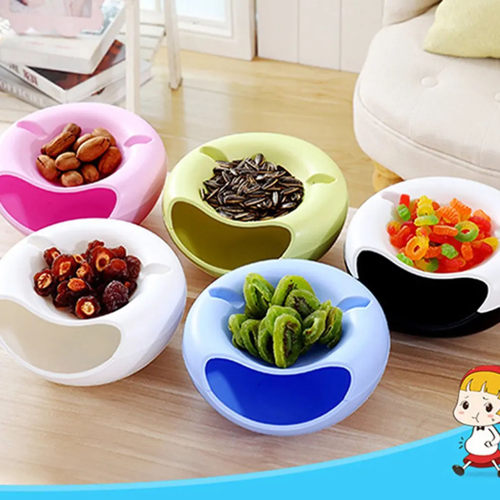 Double Layer Melon Seed Dish Sitting Room Plastic Dry Fruit Basket Lazy Person Takes Melon Seed Ware Dry Fruit Box