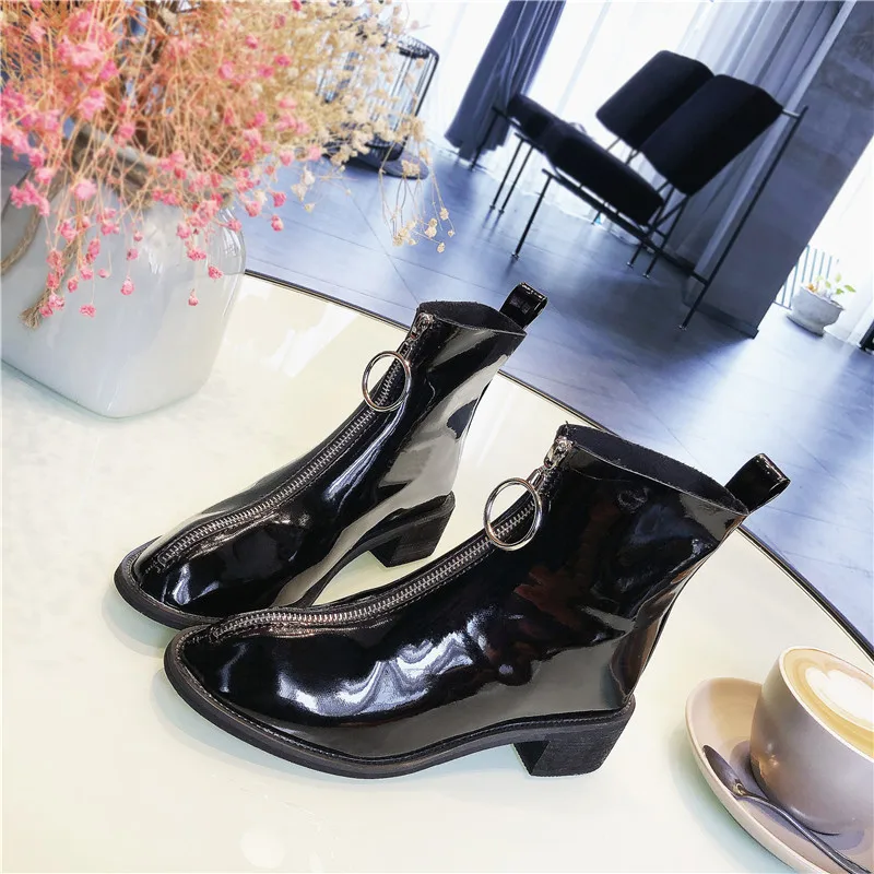 New Sexy Zip Ankle Boots Women Thigh High Boots Over The Knee Boots Platform Leather Black Long Boots Autumn Shoes Woman