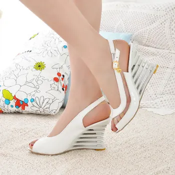 

Women High Heels Shoes 2020 New Spring Summer Peep Toe Wedge Sandals Women Asakuchi Sexy Plus-size 34-43 Sandalias de mujer