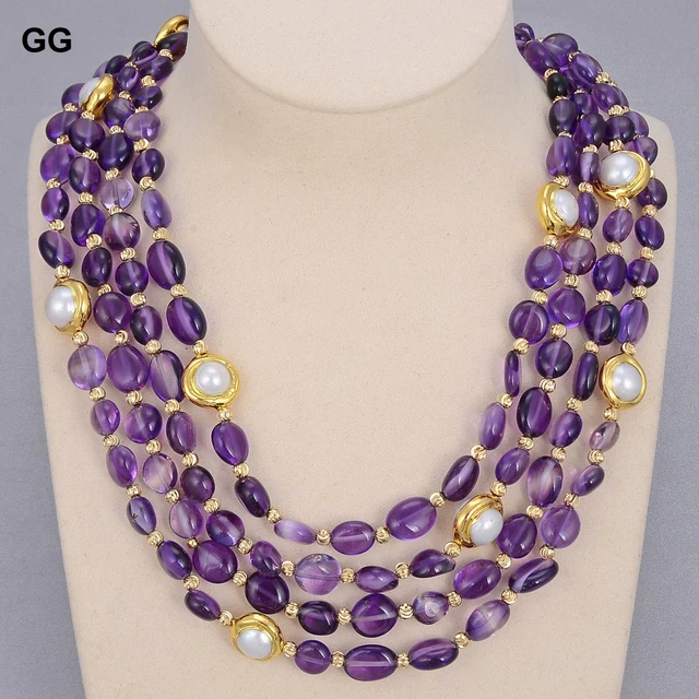 G-G 22 3 rangées Collier de perles de riz blanc naturel Pendentif CZ -  AliExpress