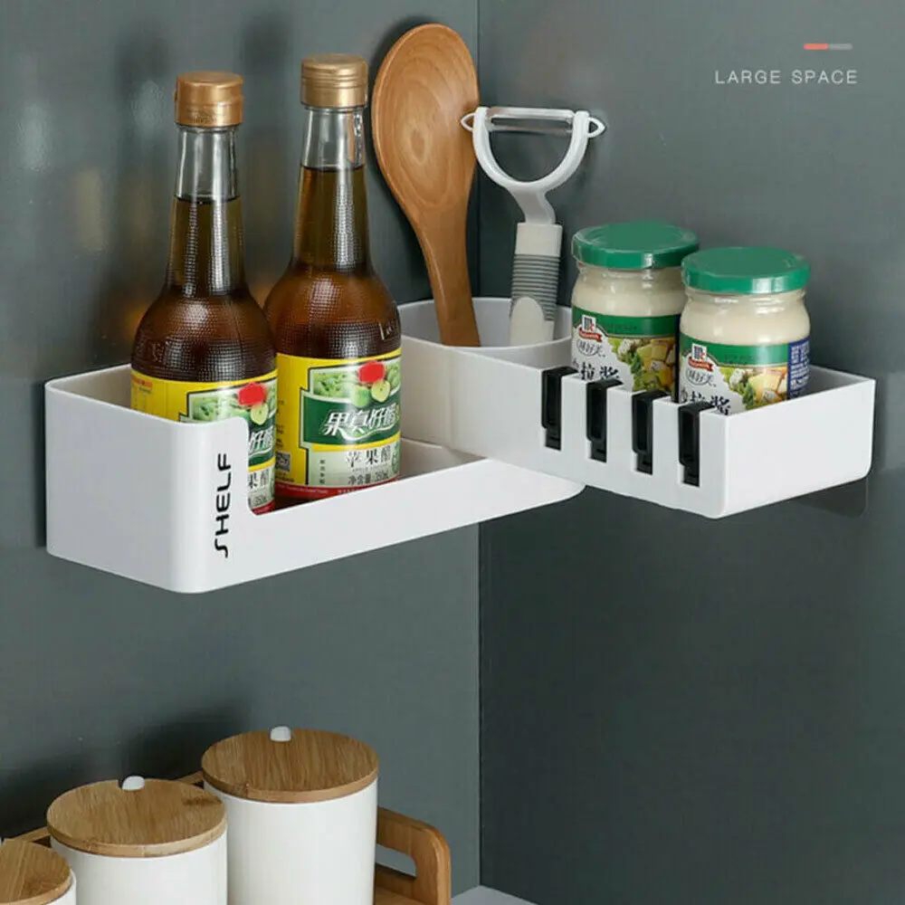 New Seamless Rotating Tripod Corner Storage Rack Holder Shelf Bathroom Toilet Bath
