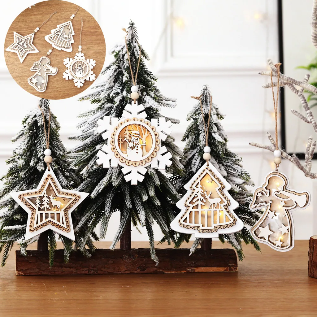 

Creative DIY Hollow Star For Christmas Tree Decoration Wood Pendant Decoration Mini Hanging For Christmas Tree Decorations