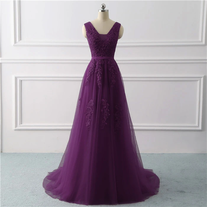 Сладкие воспоминания, модные белые свадебные платья трапециевидной формы, длина до пола, с аппликацией, кружевные вечерние платья для невесты, для сестер, Vestido De Noiva C3538 - Цвет: Purple
