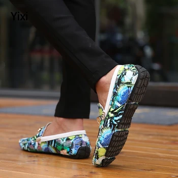 

2020 Printing Mens Shoes Casual Handmade Leather Luxury Designer Driving Brand Fashion Dress Moccasins Nightclubs Men Loafers