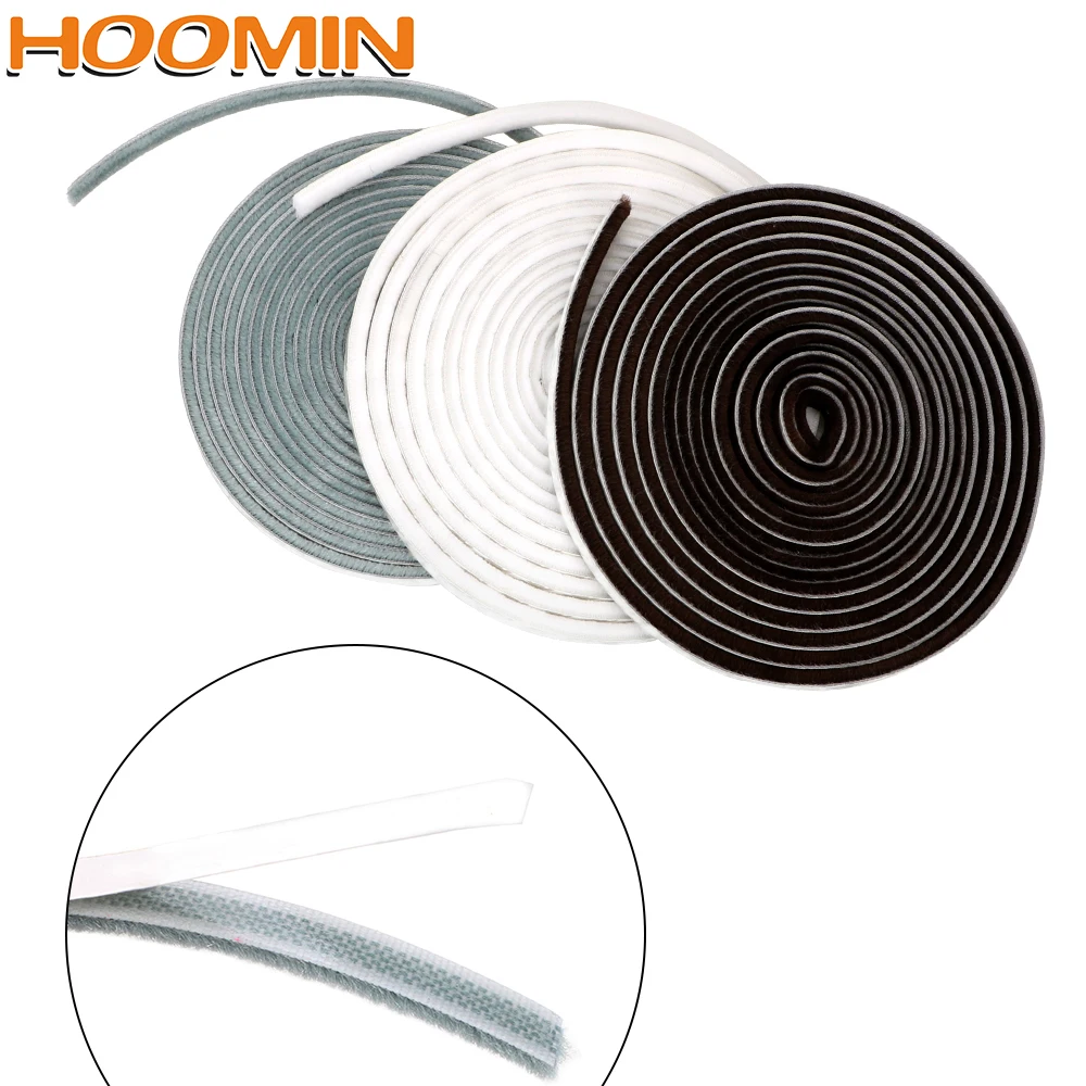 

HOOMIN 9*5mm Self Adhesive Seal Strip Windproof Door Draught Excluder Window Pile Seal Door Protector Strip 5M
