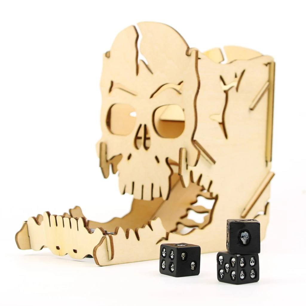 Башня для игральных костей и лоток деревянный череп резьба по кости легкий ролик для ролевые игры, настольные игры
