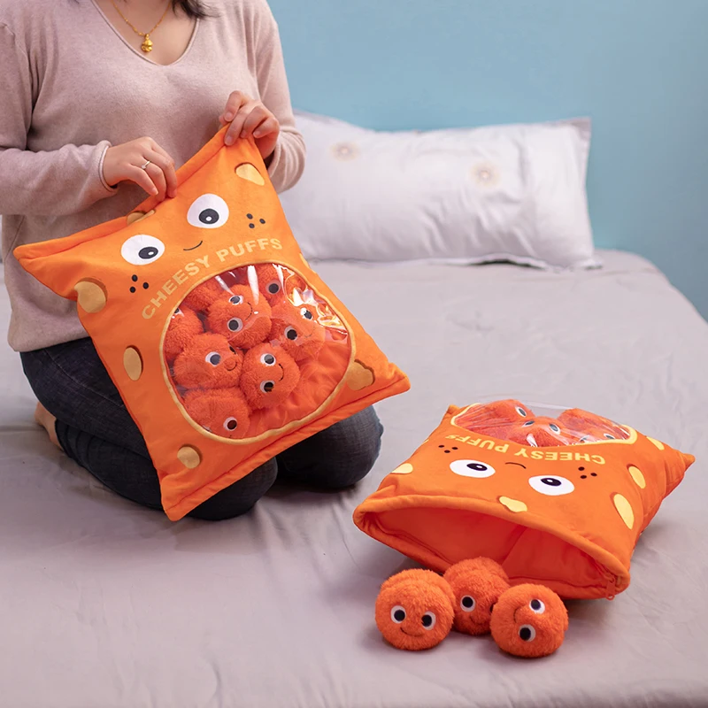 6//9pcs a Bag of Cheesy Puffs Toy Stuffed Throw Pillow Sofa Cushion Snack Pillow