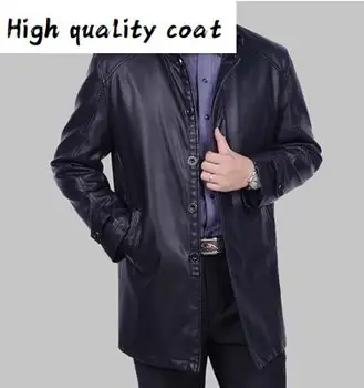 

Men's Hot Winter New Plus Size Genuine Leather Jacket Men Long Business Casual Jackets Male Leather Clothes Trench Coat S-4xl