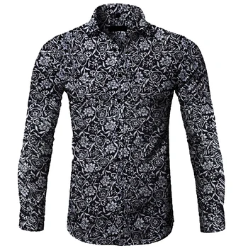 

Autumn and winter casual long-sleeved flower shirt men shirt camisas hombre chemise homme shirt men off white camisa camisas