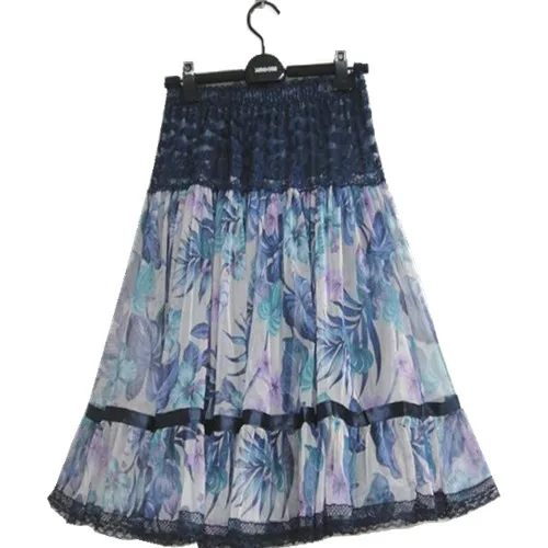 Кружевные юбки Грейс женская мода юбка большого размера с принтом кружевное платье в богемном стиле юбка среднего размера Красивая Женская юбка DF209