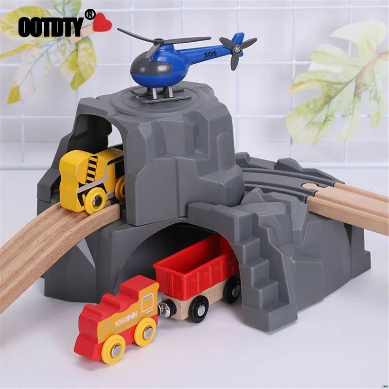 Plastic Double Tunnel Wooden Train Track Toy Accessories For Tunnel Track TraXUI