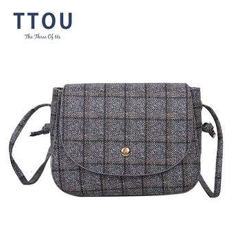

Luxury Brand Handbag 2020 New Fashion Simple Square Bag Quality Canvas Women's Designer Handbag Plaid Shoulder Messenger Bags
