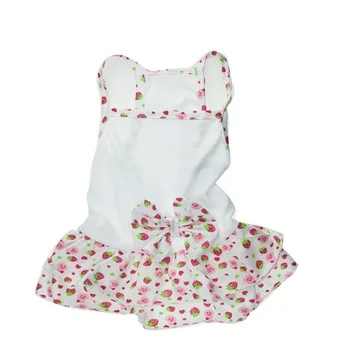 Vestido de Perro Strawberry Sling, falda de Ropa para mascotas, traje suave de algodón con estampado de fruta, bonito disfraz de primavera, Ropa a la moda para niña