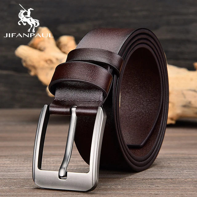 JF02 3.8CM Coffee JIFANPAUL бренд подлинный мужской модный кожаный ремень сплав Материал Пряжка Бизнес Ретро Мужские джинсы дикие ремни высокого качества - Цвет: JF02 3.8CM Coffee