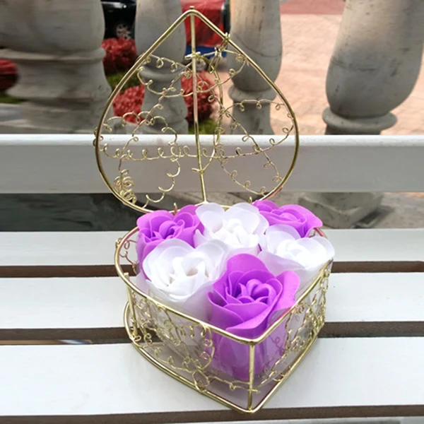 purple white Мыло роза Подарочная коробка искусственный цветок украшение для свадебной вечеринки день Святого Валентина H99F - Цвет: purple white