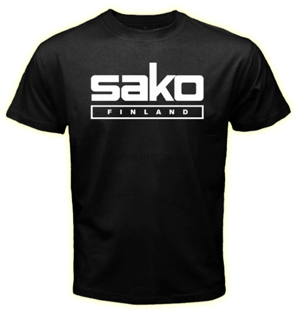 Новая снайперская винтовка Sako Finland с логотипом оружия Мужская черная футболка