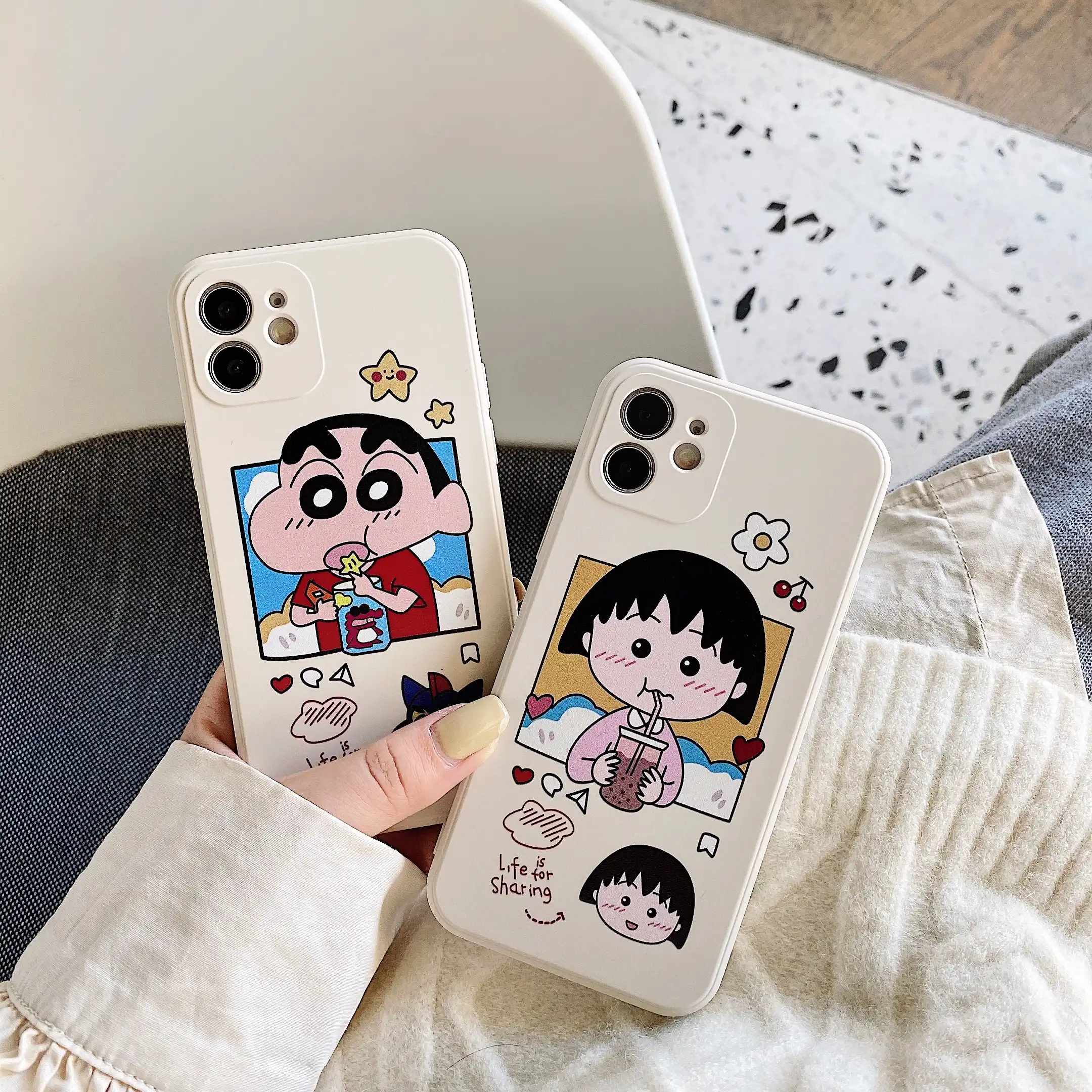 かわいい漫画クレヨンしんちゃんちびまる子ちゃんソフトシリコーン電話ケースiphone 12ミニ11プロx Xs最大xr 7 8プラスカバー 電話用緩衝材 Aliexpress
