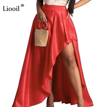 Liooil, сексуальная Длинная юбка макси с разрезом, для женщин,, уличная одежда, асимметричные, высокая талия, черные, вечерние, для клуба, юбки, женская одежда, наряды