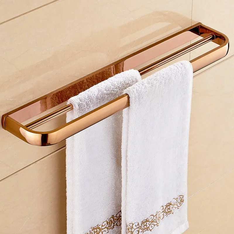Rose Gold Double Towel Bars Bathroom Towel Ring Wall Mounted Bathroom Accessories Rack Ring Toilet Brush Soap Holder bathroom hardware set bathroom hardware accessories