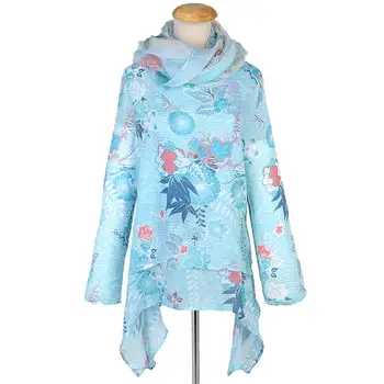 

Women Floral Printed Asymmetrical Blouse ZANZEA Spring Long Sleeve Shirt Casual Female Blusas Robe Tunic Tops Chiffon Plus Size