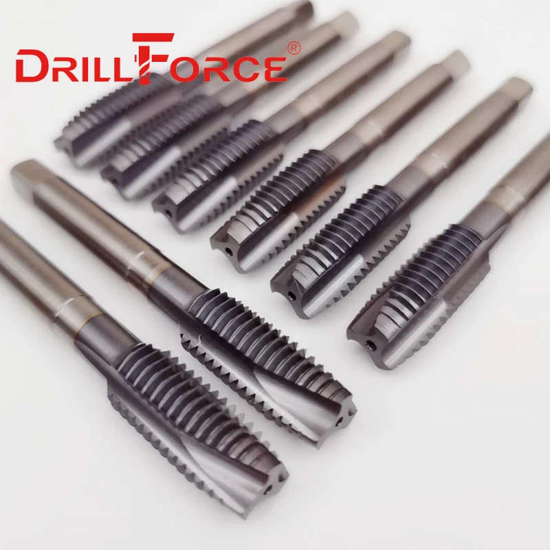 Drillforce 코발트 나사 스레드 탭 드릴 비트 나선형 뾰족한 플루트 미터법 M2-M16 TICN 코팅 기계 탭(스테인레스 스틸용)